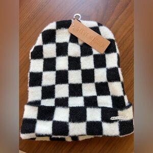 Steve Madden Kids Checkered Black and White Beanie
